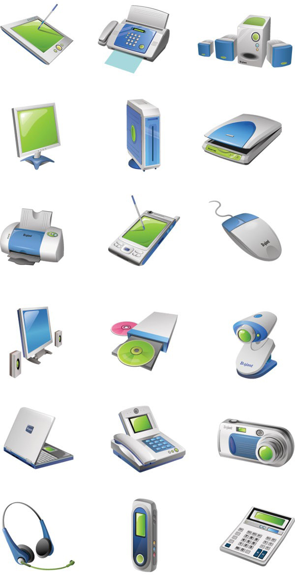 電器與辦公設(shè)備矢量圖標(biāo) 現(xiàn)代辦公設(shè)計(jì)的視覺(jué)助手